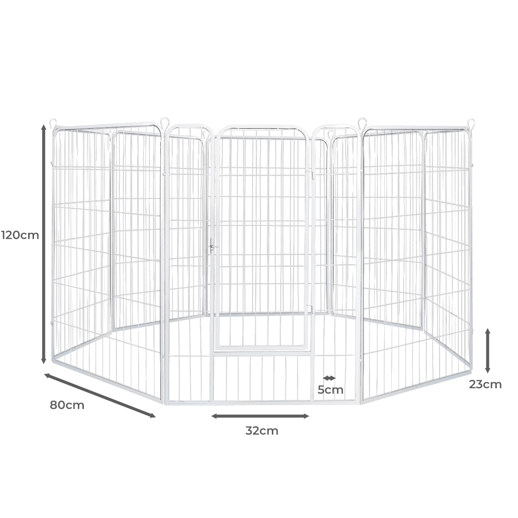 PaWz 8 Panel 48'' Pet Dog Playpen Puppy White 4kg chicken-1864183335857819650
